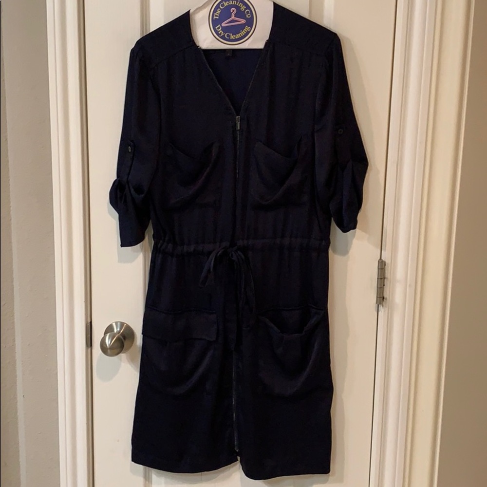 BCBG navy dress with zipper front